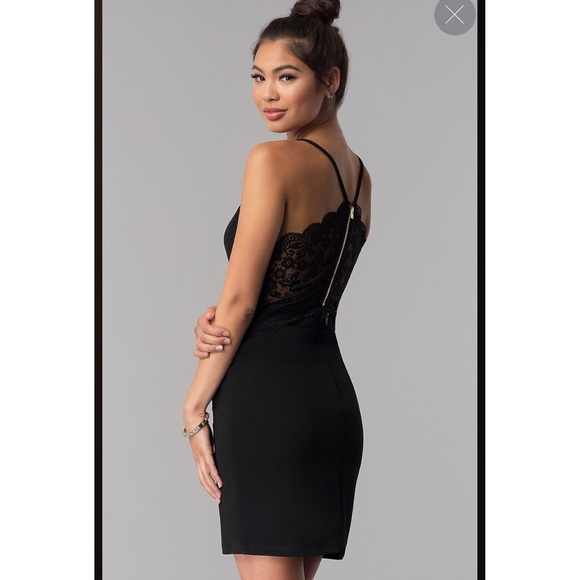 City Triangles Dresses & Skirts - Lace-Back Short Black Homecoming Party Dress